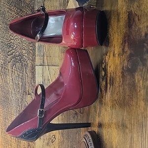 Vintage Style Black & Red Stilleto Platform, Size 9M